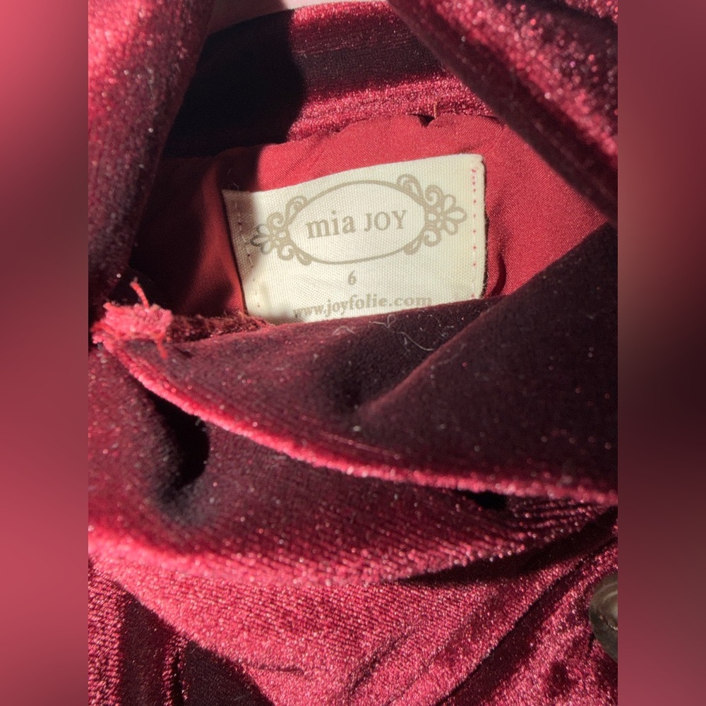 Joyfolie Burgundy Velvet Ruffle Jacket - Picture 5 of 8
